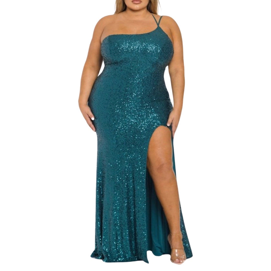 Teal sequins gown