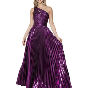 Purple pleated gown