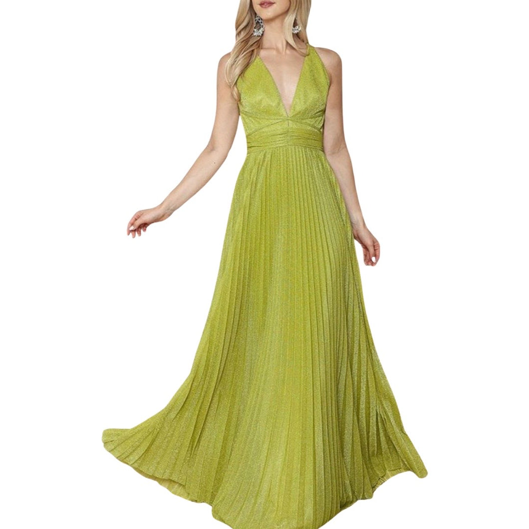 Lime pleated gown
