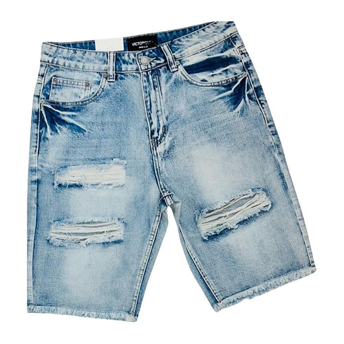 Light distressed jeans shorts