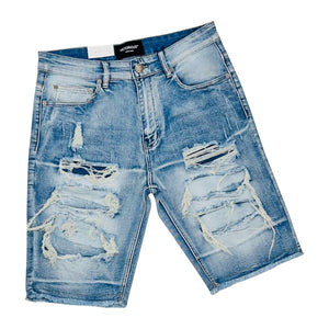 Medium blue ripped  jeans shorts
