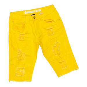 Yellow jeans shorts