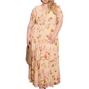Cream floral print dress