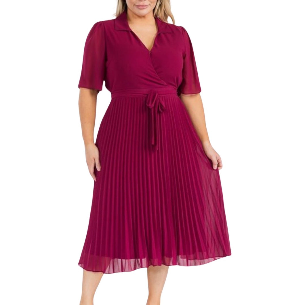 Magenta pleated dress