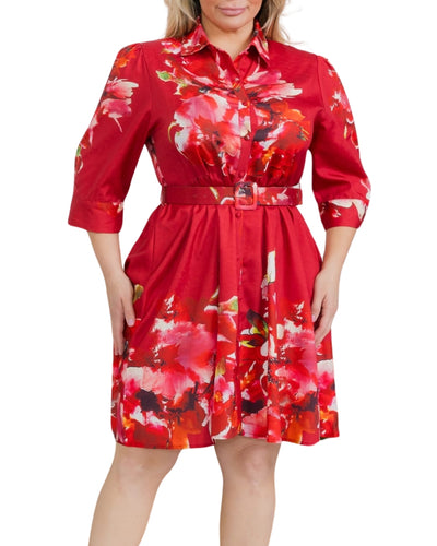 Red Floral Curvy Dress