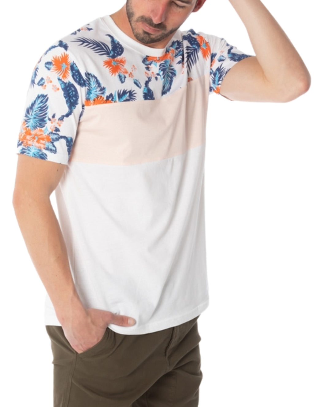 Print color block tshirt