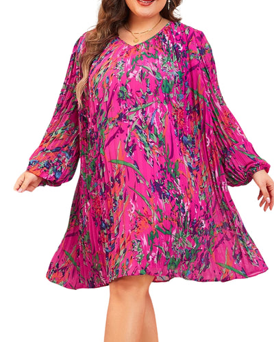 Pink Multi Print Curvy Dress