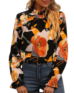 Black and paprika floral top