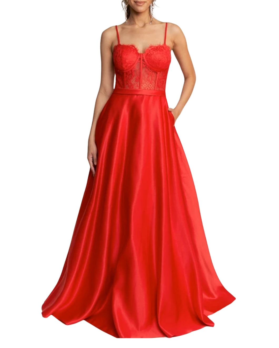 Red Lace detail gown