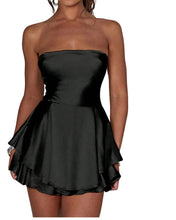Women’s Black Satin Lycra Mini Dress – Backless Lace-Up Party Dress - Trash By Ronchi