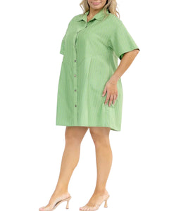 plus size green shirt dress Women's Curvy Sage Button Down – Casual Chic Mini Dress Eye-catching sequin party dress