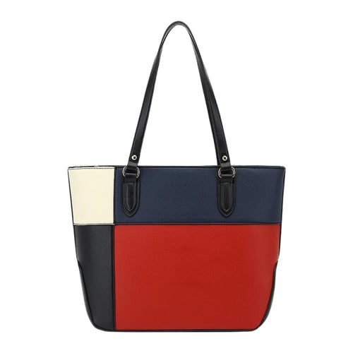Color block fashion handbag