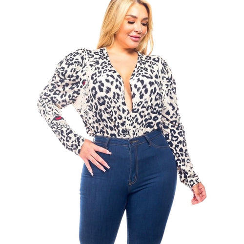 B&W leopard print bodysuit