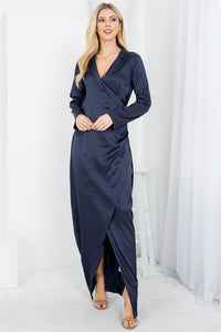 Navy wrap gown