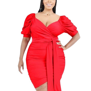 Red body con curvy dress